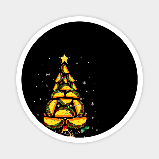 Funny Tacos Christmas Tree Ugly Christmas Sweater Magnet by Marks Kayla